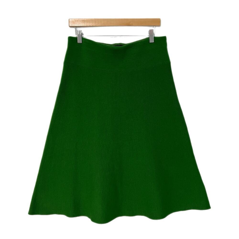 Ann Taylor A-line Knit Sweater Skirt Emerald Green Size L Wool Blend Career